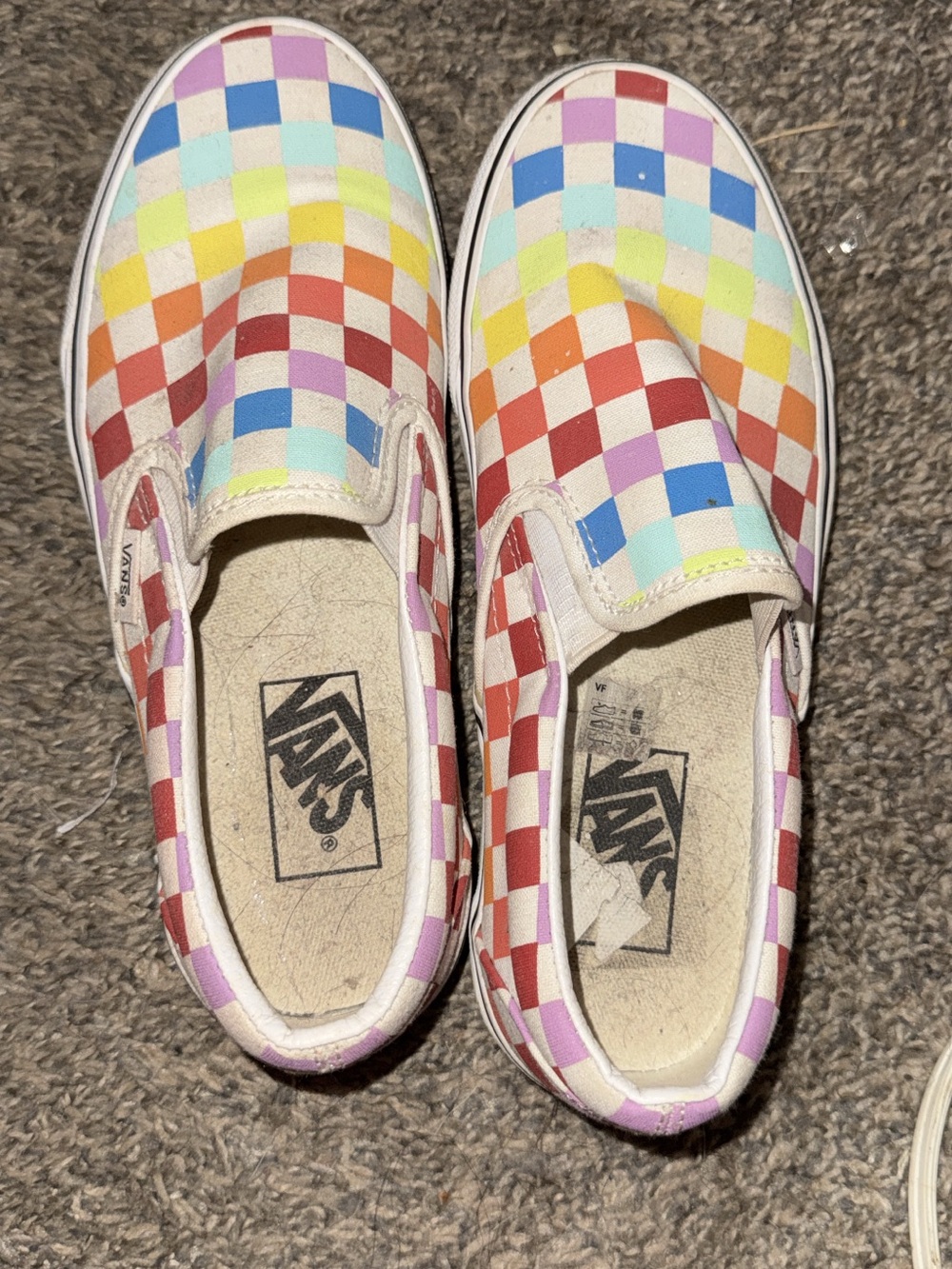 Vans Kids Slip-On Checkerboard Rainbow Canvas Sneakers